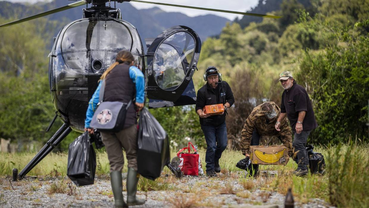 Helicopter Bringing supplies during road closure